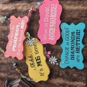 Colorful Inspirational Hanging Signs - Pink, Aqua, Yellow